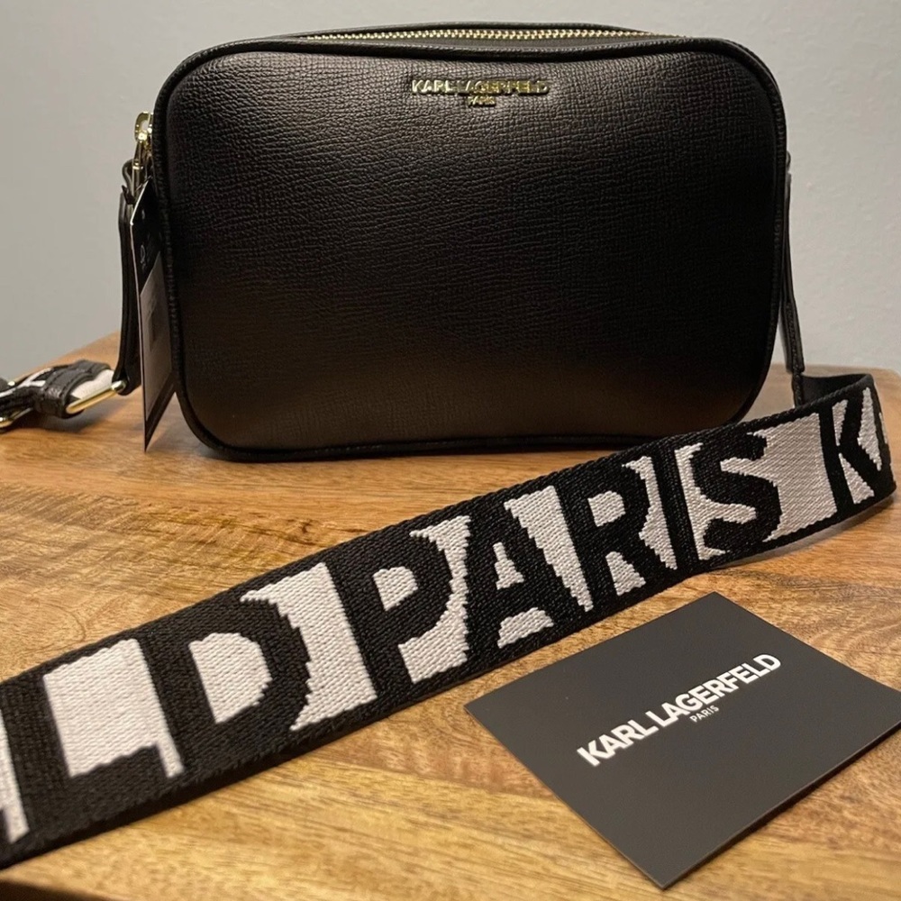 NWT KARL LAGERFELD PARIS MAYBELLE CROSSBODY BAG SHOULDER PURSE BLACK